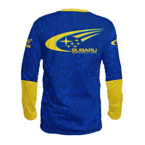 Subaru Long Sleeve WRC T-Shirt Classic Blue Yellow Design