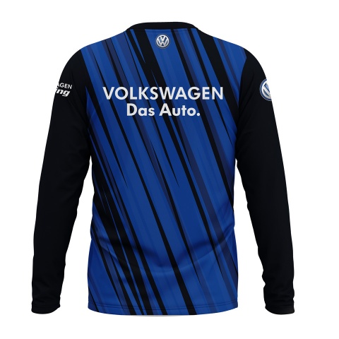 VW T-Shirt Long Sleeve Black Blue Stripes Design