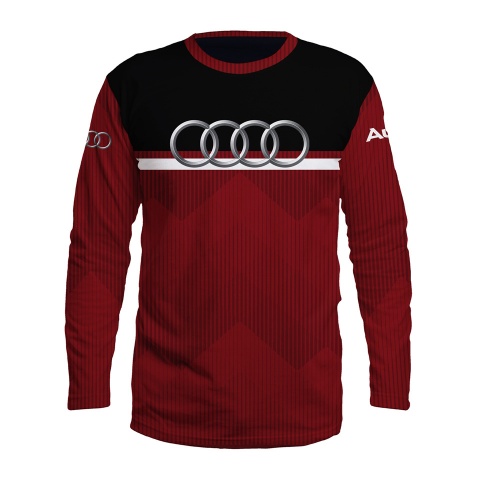 Audi T-Shirt Long Sleeve Red Black White Design