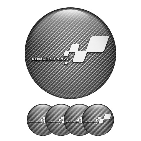Renault Domed Stickers Wheel Center Cap Sport Racing Flag Gray 