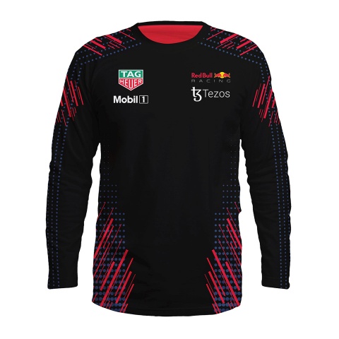Red Bull Racing Long Sleeve T-Shirt Black Red Stripes Edition