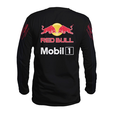 Red Bull Racing Long Sleeve T-Shirt Black Red Stripes Edition