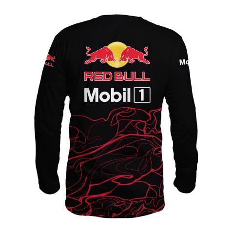 Red Bull Racing T-Shirt Long Sleeve Black Red Magma Edition