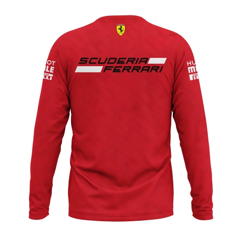 Ferrari Long Sleeve T-shirt Charles Leclerc Bright Red Black Design
