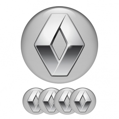 Renault Center Hub Dome Stickers 3D Silver Logo Emblems