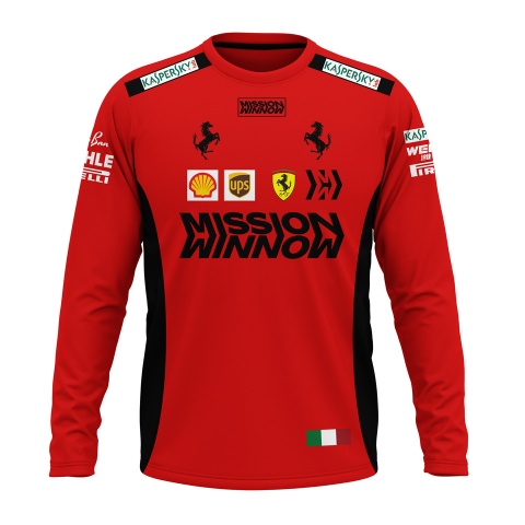 Ferrari T-shirt-Long Sleeve Mission Winnow Red Black Design