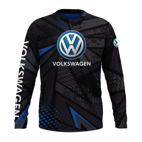 VW T-shirt-Long Sleeve Das Auto Black Grey Blue Geometric Edition