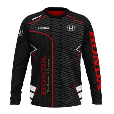 Honda Long Sleeve T-Shirt Black Red Striped Texture Design