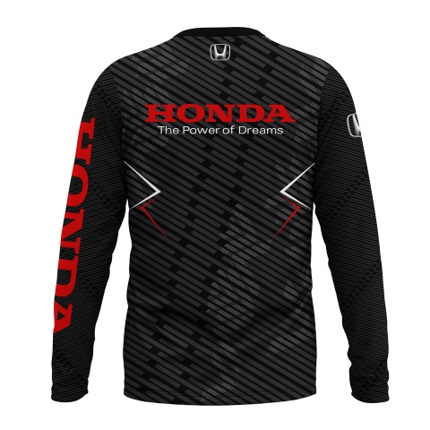 Honda Long Sleeve T-Shirt Black Red Striped Texture Design