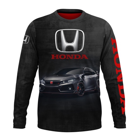 Honda Civic Long T-Shirt Black Car Print Sport Edition