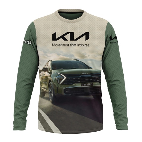 Kia Sorento Long Sleeve Tshirt Beige Olive Green Car Collage