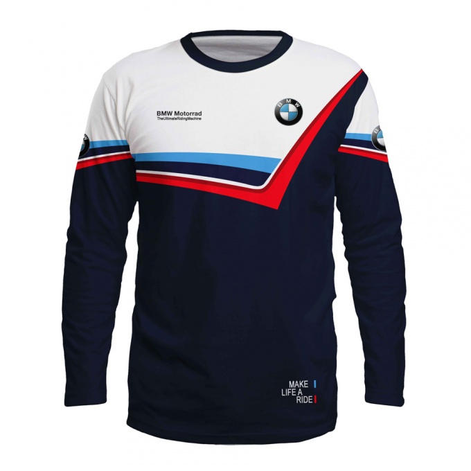 BMW Long T-Shirt Dark Blue White Red Stripes Edition