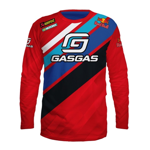 Gasgas T-Shirt Long Sleeve Red Multicolor Stripes Design