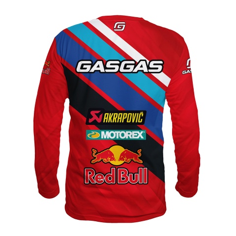 Gasgas T-Shirt Long Sleeve Red Multicolor Stripes Design