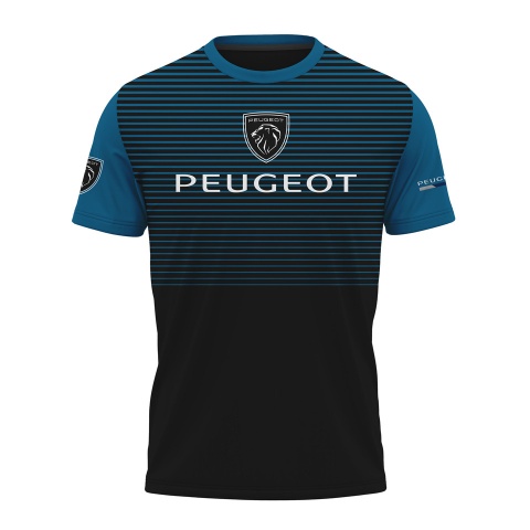 Peugeot Sport T-Shirt Black Blue Stripes Edition