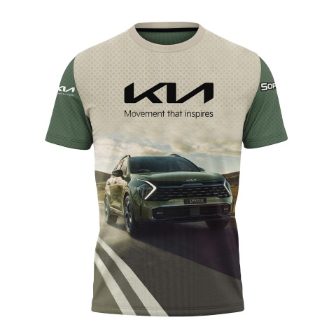 Kia Sorento T-Shirt Beige Olive Green Car Collage