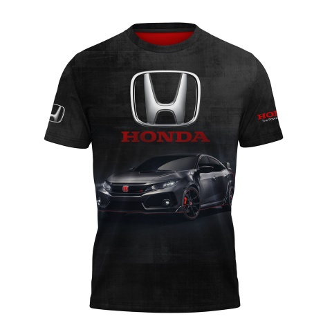 Honda Civic T-Shirt Black Car Print Sport Edition