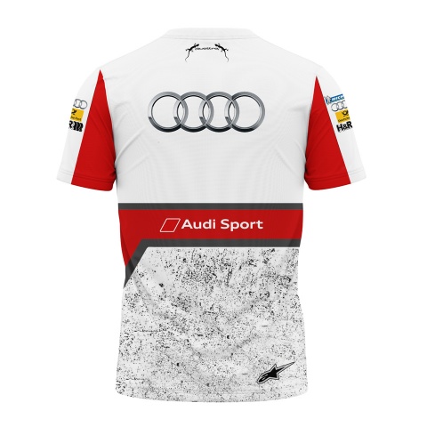 Audi Short Sleeve T-Shirt Sport Quattro Red Grey Snowy Design