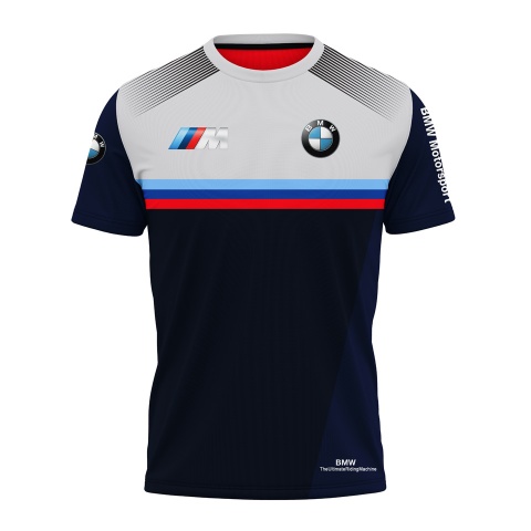 BMW M Power T-Shirt Dark Blue Grey Color Stripes