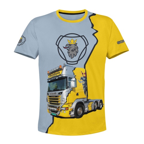 Scania T-Shirt Short Sleeve Yellow Grey Truck Collage