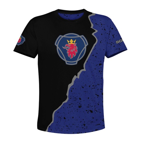 Scania Short Sleeve T-Shirt Black Blue Half Edition