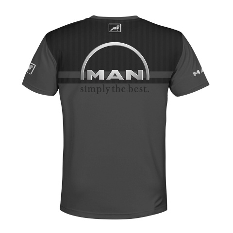 MAN T-Shirt Dark Grey Graphite Metallic Logo Design