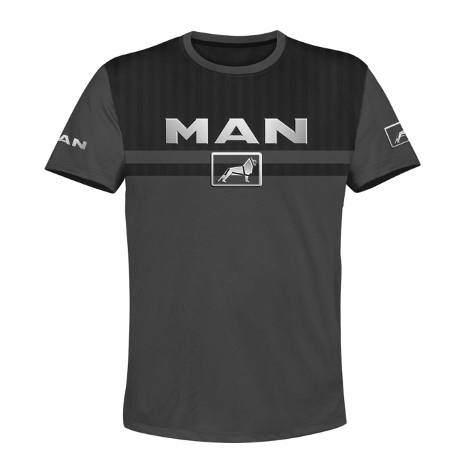 MAN T-Shirt Dark Grey Graphite Metallic Logo Design