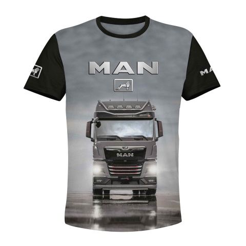 MAN T-Shirt Short Sleeve Multicolor Truck Print