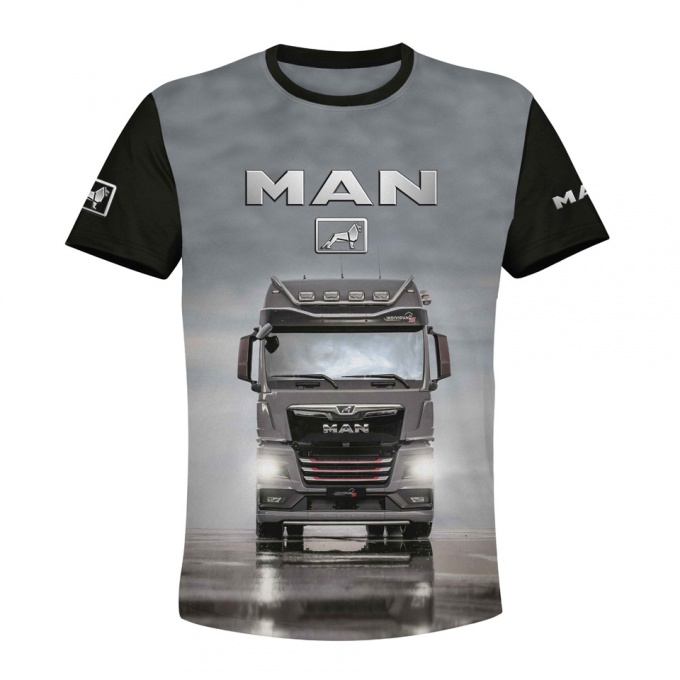MAN T-Shirt Short Sleeve Multicolor Truck Print