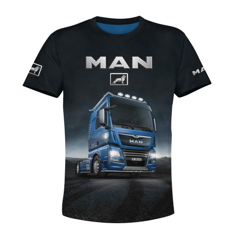 MAN T-Shirt Graphite Blue Multicolor Truck Print