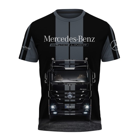 Mercedes Short Sleeve T-Shirt Black Liner Multicolor Print