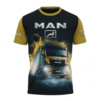 MAN T-Shirt Short Navy Blue Multicolor Truck Lion Edition