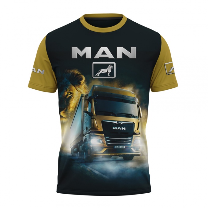 MAN T-Shirt Short Navy Blue Multicolor Truck Lion Edition