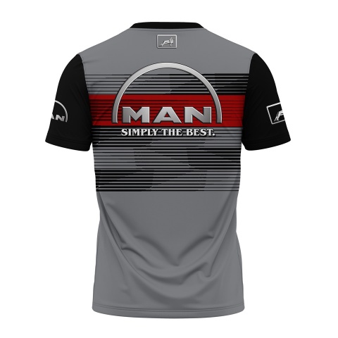 MAN T-Shirt Light Grey Red Metallic Logo Design
