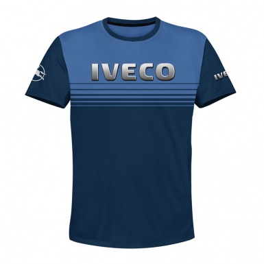 Iveco Short Sleeve T-Shirt Dark Light Blue Stripes Edition