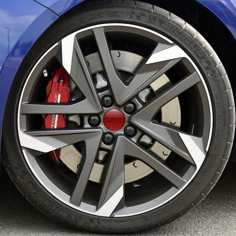 Peugeot Gti Sticker Wheel Center Hub Cap Red Carbon