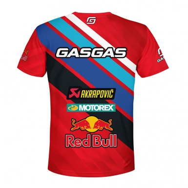 Gasgas Short Sleeve T-Shirt Red Multicolor Stripes Design