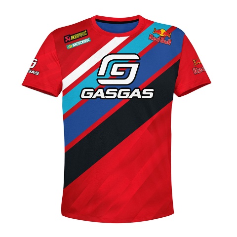 Gasgas Short Sleeve T-Shirt Red Multicolor Stripes Design