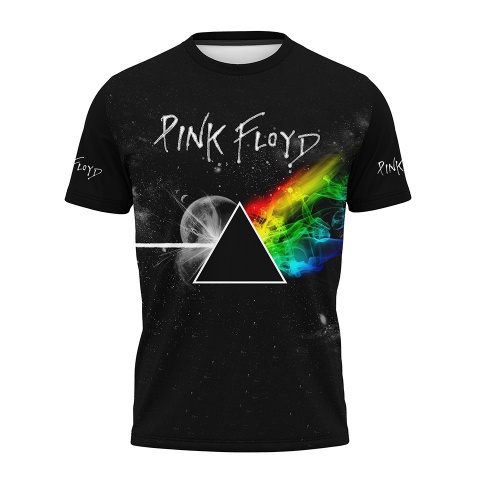Music T-Shirt Short Sleeve Pink Floyd Prism Full Color Print
