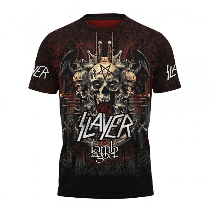 Music T-Shirt Slayer Short Sleeve Lamb of God Full Print