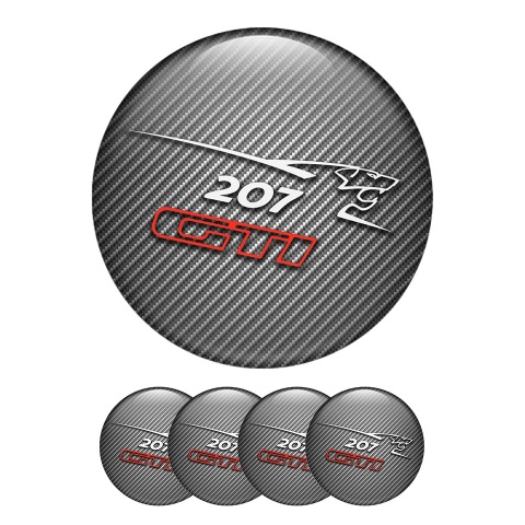 Peugeot Gti Domed Stickers Wheel Center Cap Carbon Print 