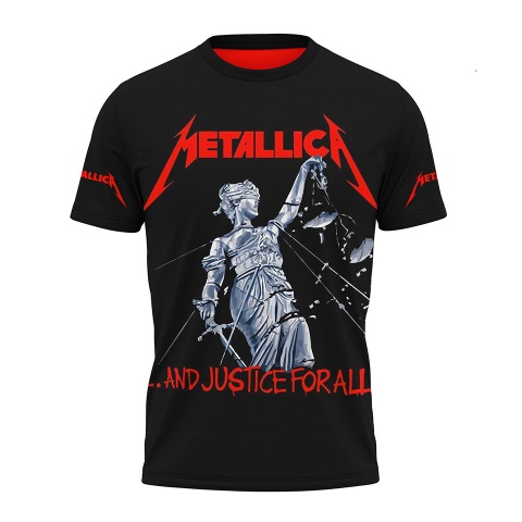 Music T-Shirt Metallica Short Sleeve And Justice For All Print