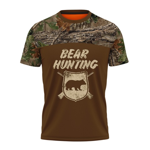 Hunting Short Sleeve T-Shirt Bear Hunting Logo Forest Edition