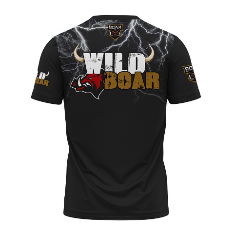 Hunting T-Shirt Short Sleeve Wild Black Boar Lightning Full Color