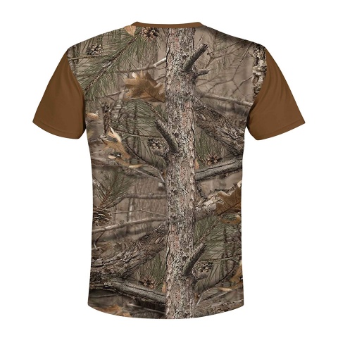 Hunting T-Shirt Short Sleeve Brown Pheasant Bird Tree Print