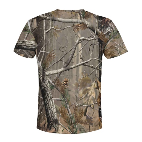 Hunting T-Shirt Pine  Short Sleeve Cone Tree Camouflage Print