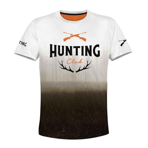 Hunting Club T-Shirt Short Sleeve Deer Antlers Logo Design