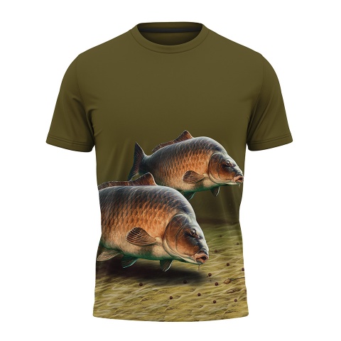 Fishing Short Sleeve T-Shirt Carp Fish Illustration Design