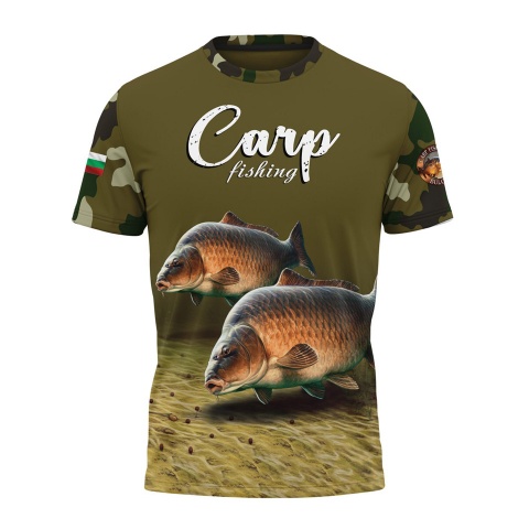 Fishing T-Shirt Short Sleeve Carp Fish Bulgarian Flag Edition