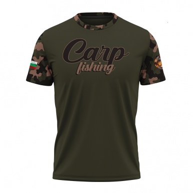 Fishing Short Sleeve T-Shirt Carp Fishing Bulgarian Flag Edition